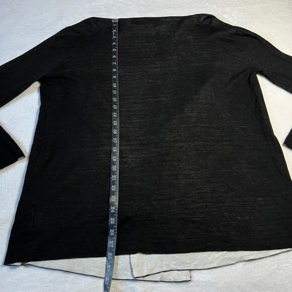 Women's Black and White Open Front Cardigan - Picture 10 of 12